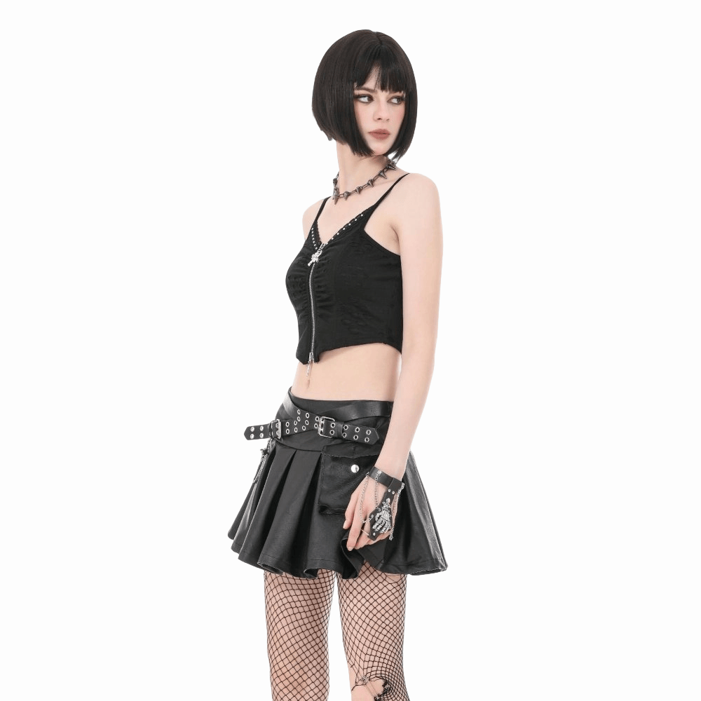 Sanctified Riot Chain Pleated Skirt