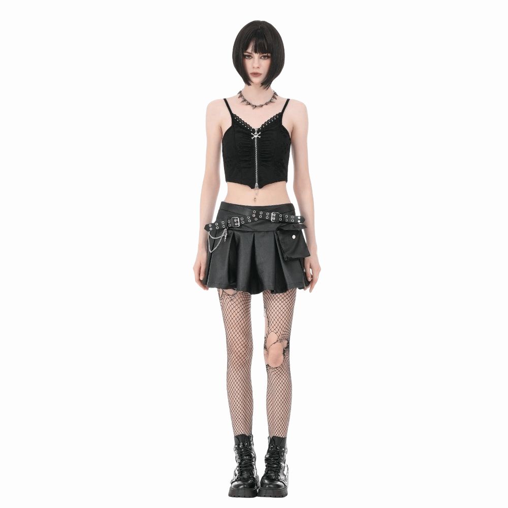 Sanctified Riot Chain Pleated Skirt