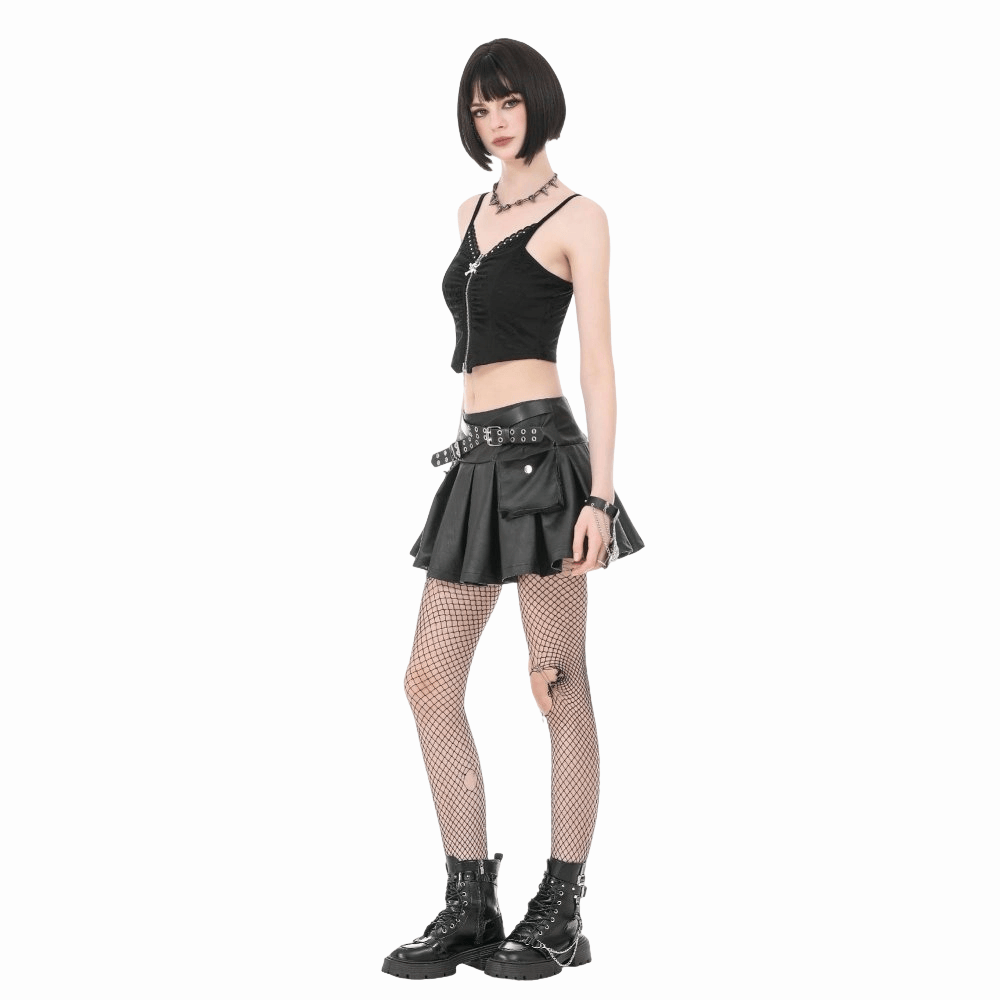 Sanctified Riot Chain Pleated Skirt
