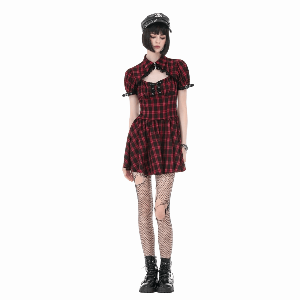 Riot Academy Cutout Plaid Dress