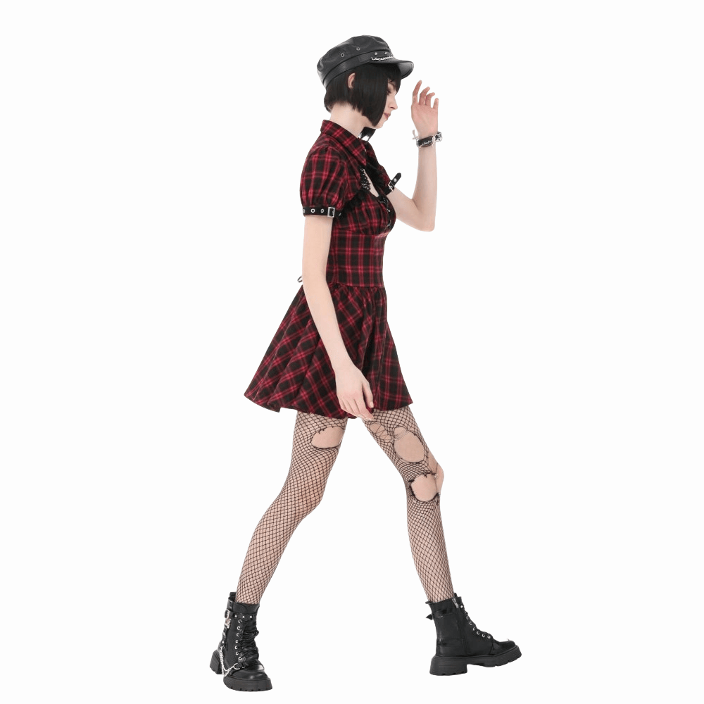 Riot Academy Cutout Plaid Dress