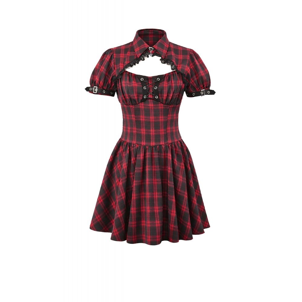 Riot Academy Cutout Plaid Dress