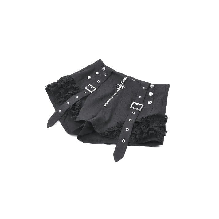 Blackout Lace Buckle Zip Shorts