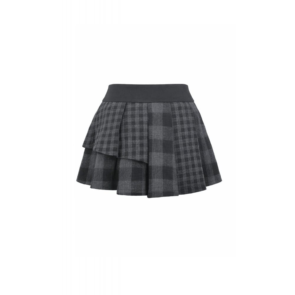 Riot Tartan Asymmetric Rivet Skirt