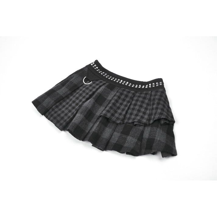 Riot Tartan Asymmetric Rivet Skirt