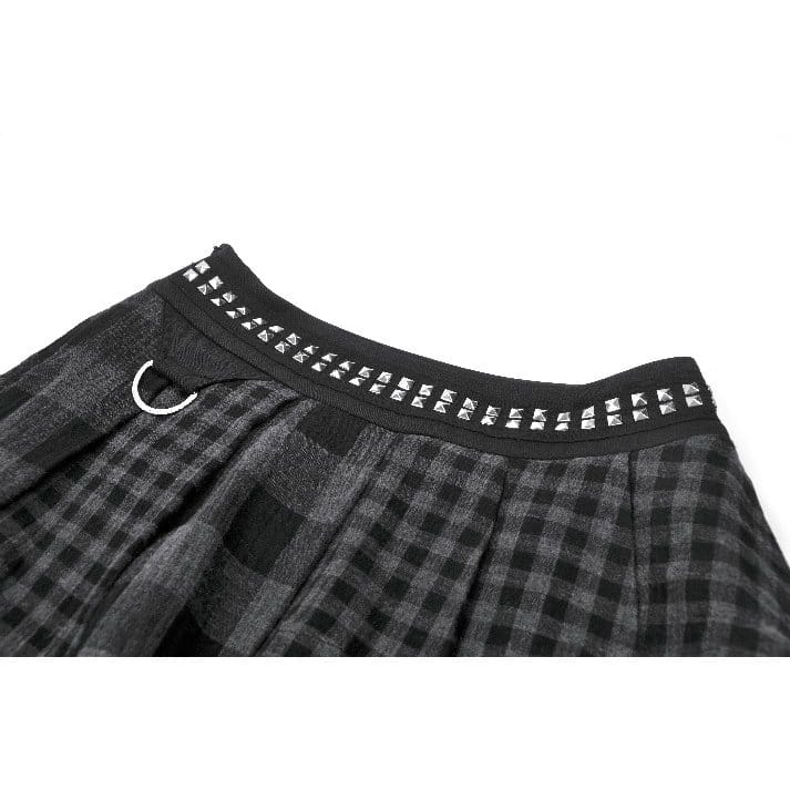 Riot Tartan Asymmetric Rivet Skirt