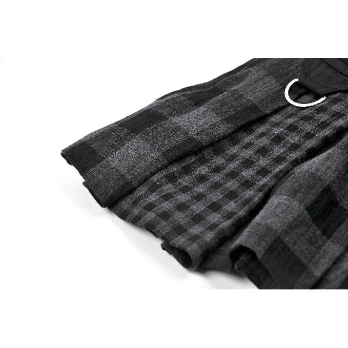 Riot Tartan Asymmetric Rivet Skirt