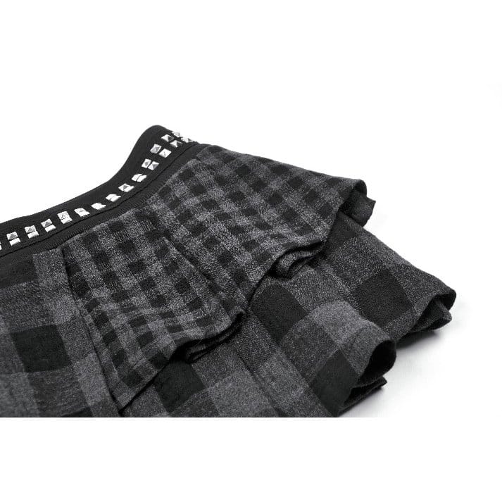 Riot Tartan Asymmetric Rivet Skirt