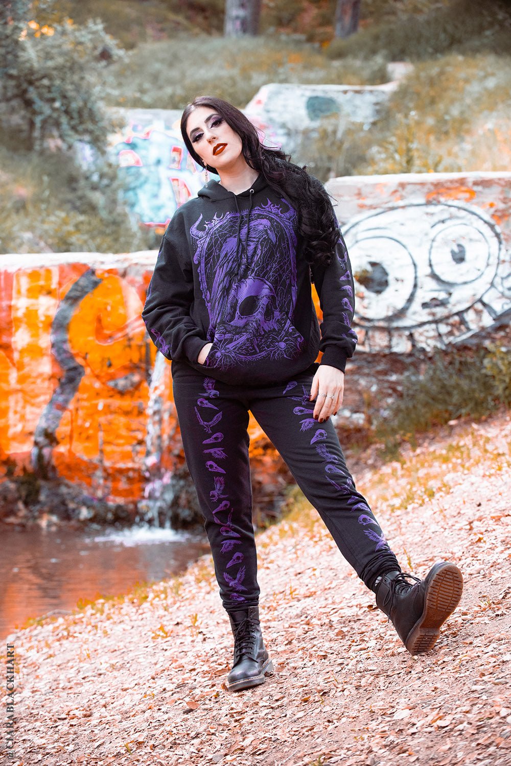 Death Raven Hoodie w/ Crow Sleeves [PURPLE]