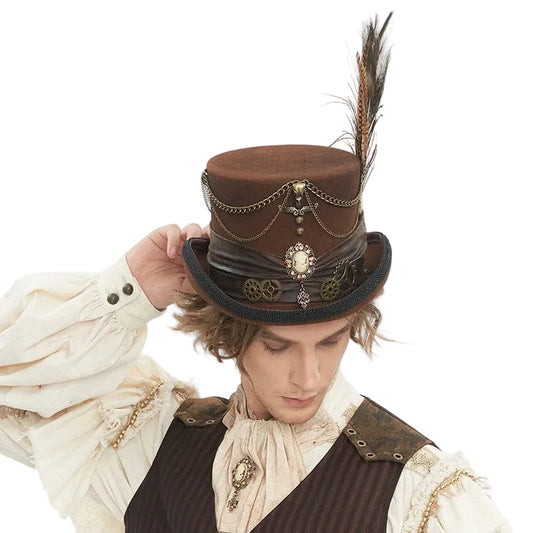 Clockwork Baron Feather Top Hat