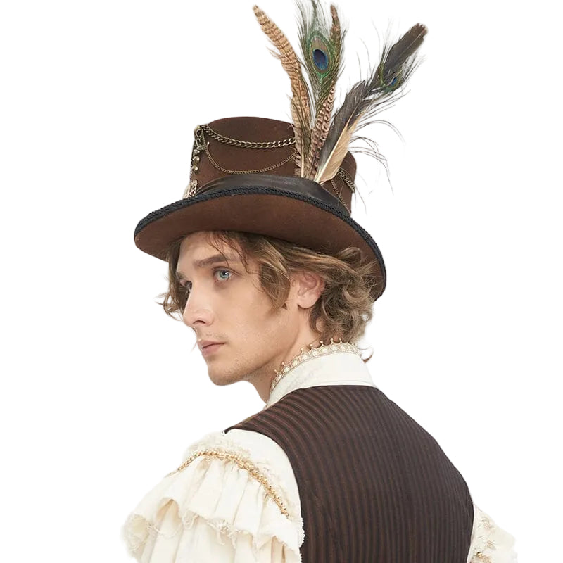 Clockwork Baron Feather Top Hat