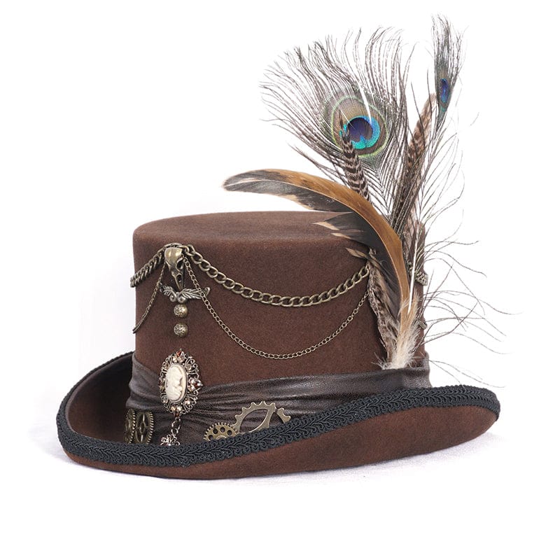 Clockwork Baron Feather Top Hat