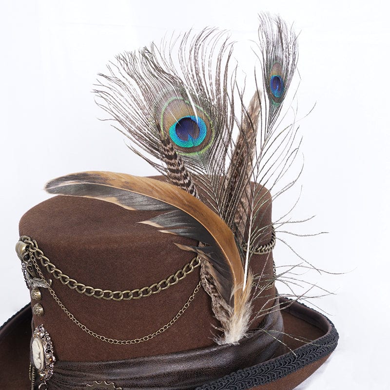 Clockwork Baron Feather Top Hat