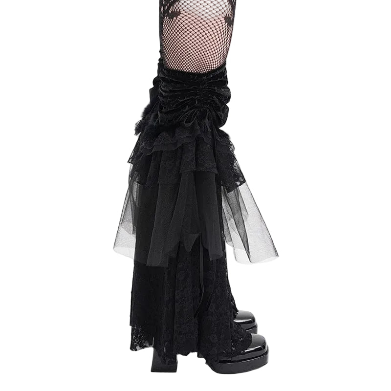 Black Rose Floral Lace Leg Warmers