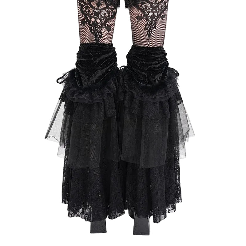 Black Rose Floral Lace Leg Warmers