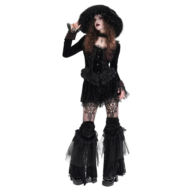 Black Rose Floral Lace Leg Warmers