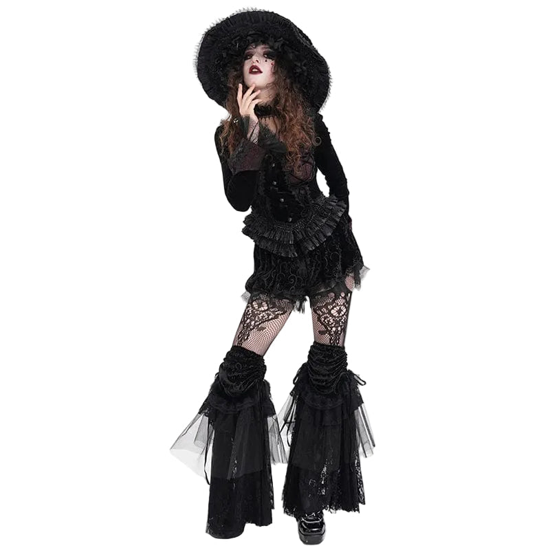 Black Rose Floral Lace Leg Warmers
