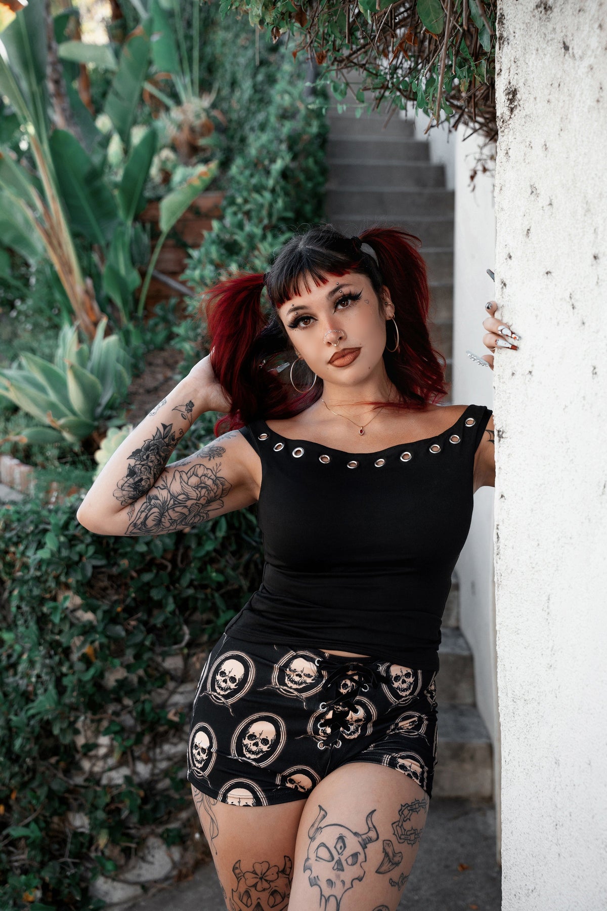 Skulls Lace Up Shorts