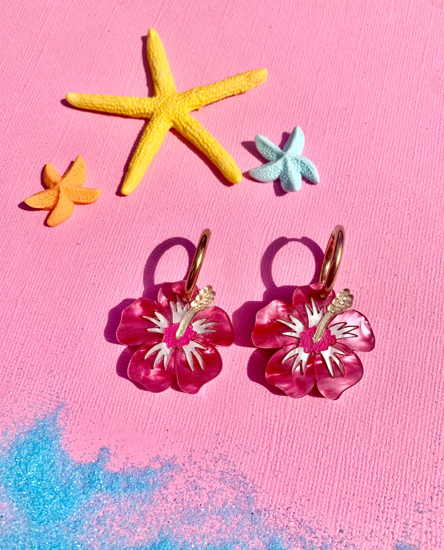 Hibiscus Flower Acrylic Earrings