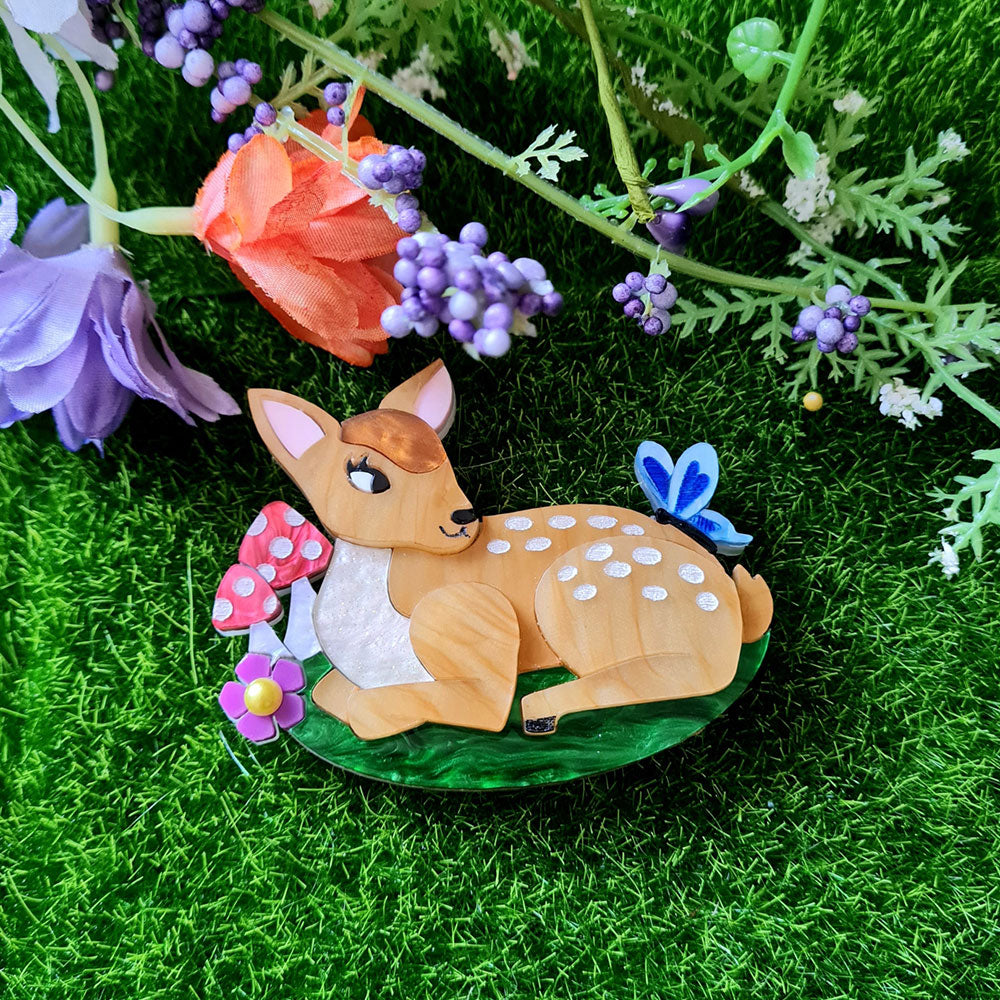 Fallow Deer Fawn Brooch by Cherryloco