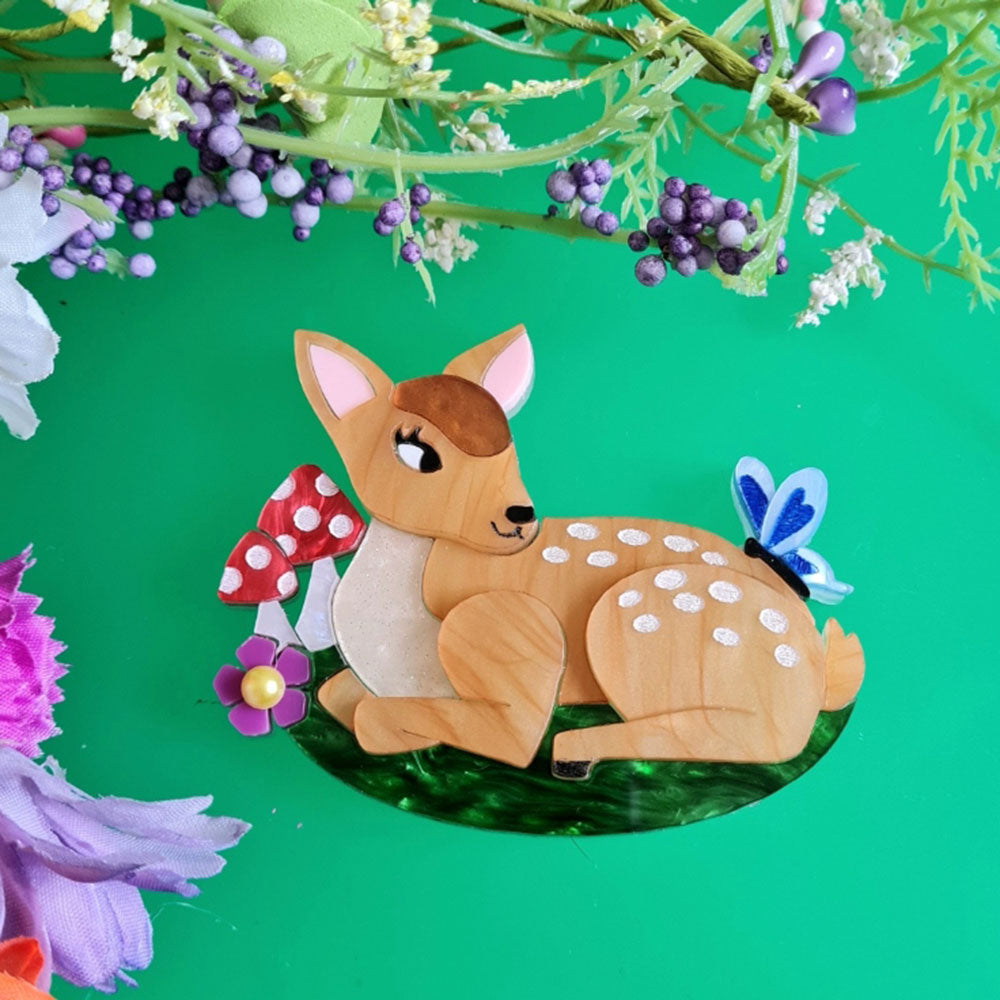 Fallow Deer Fawn Brooch by Cherryloco