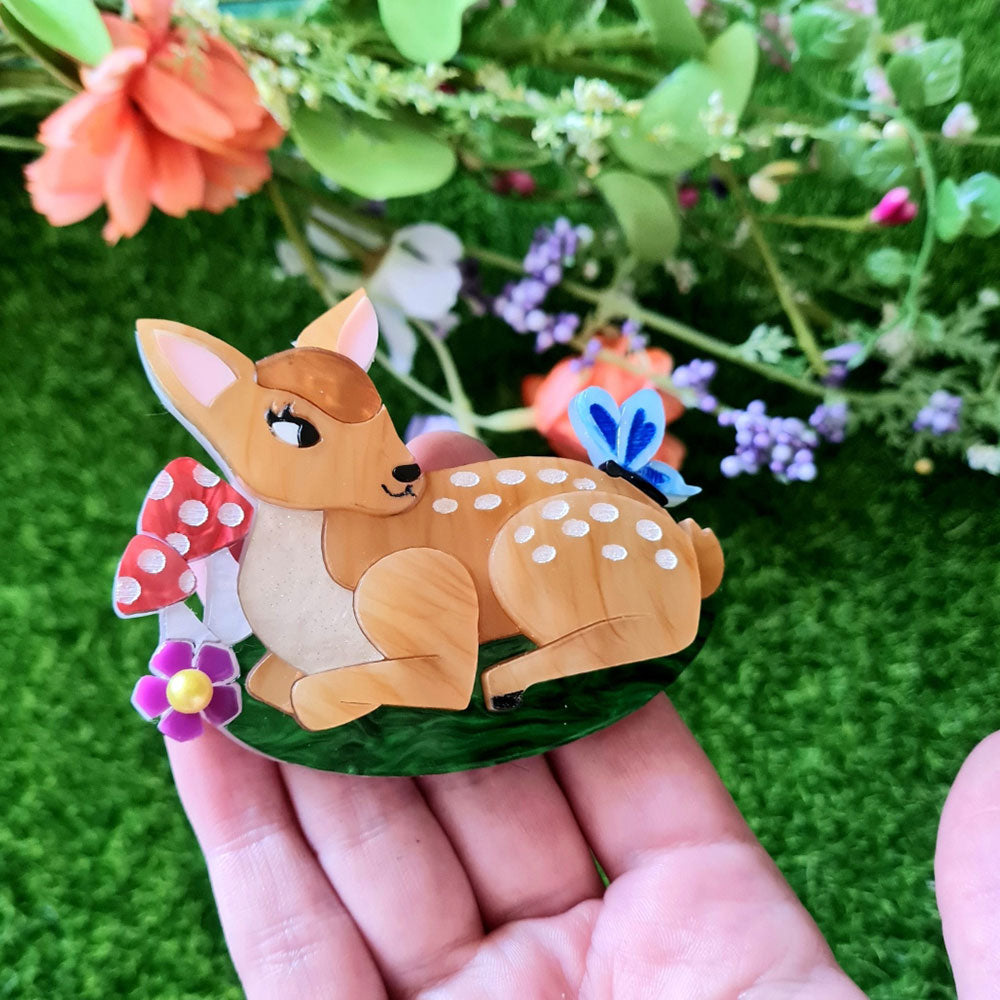 Fallow Deer Fawn Brooch by Cherryloco