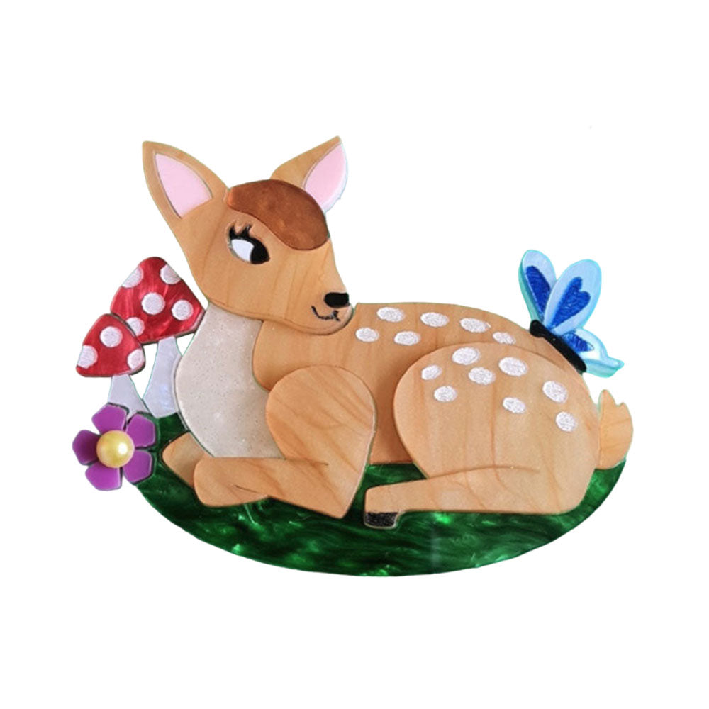 Fallow Deer Fawn Brooch by Cherryloco