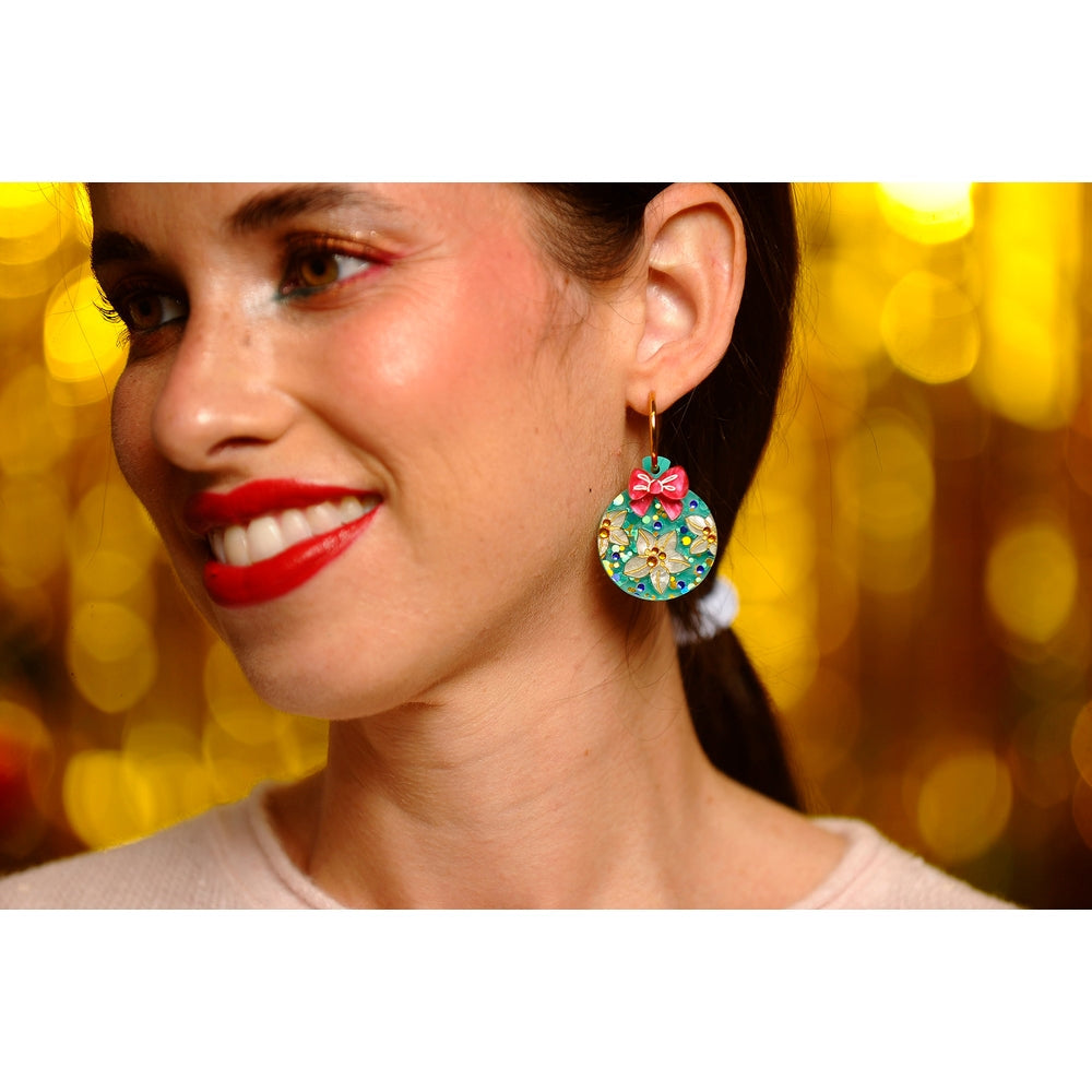 Floral Christmas Ornament Earrings by Laliblue