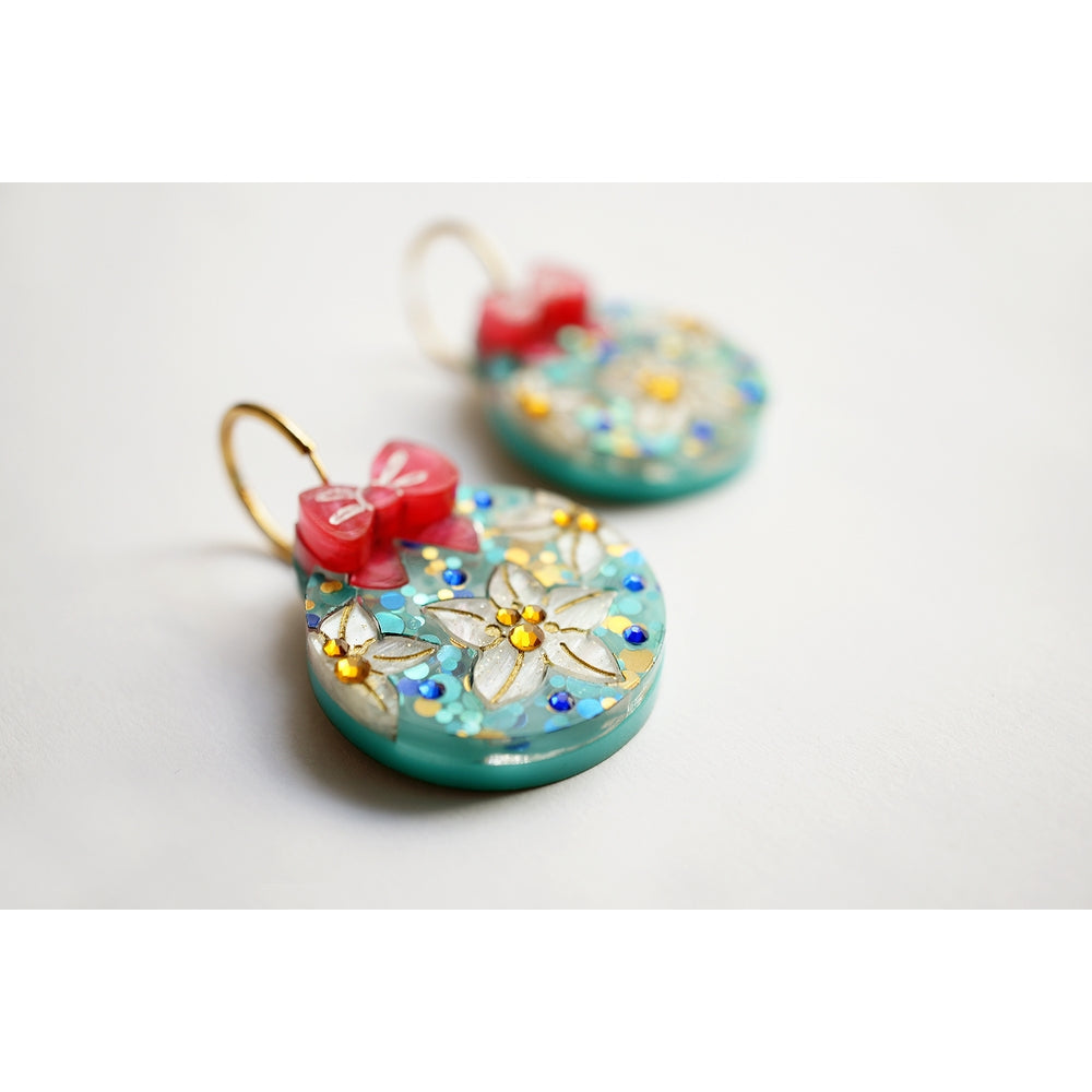 Floral Christmas Ornament Earrings by Laliblue
