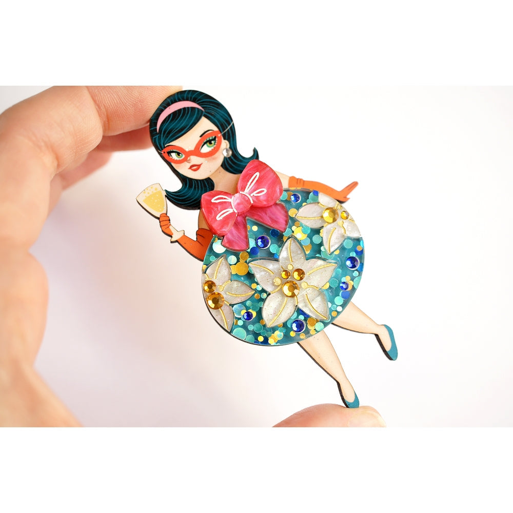 Floral Christmas Tree Lady Ornament Brooch by Laliblue