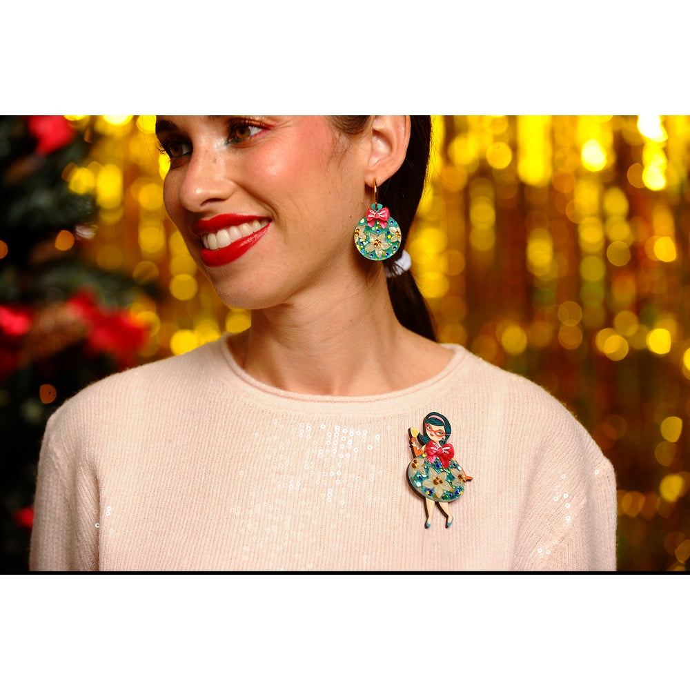 Floral Christmas Tree Lady Ornament Brooch by Laliblue