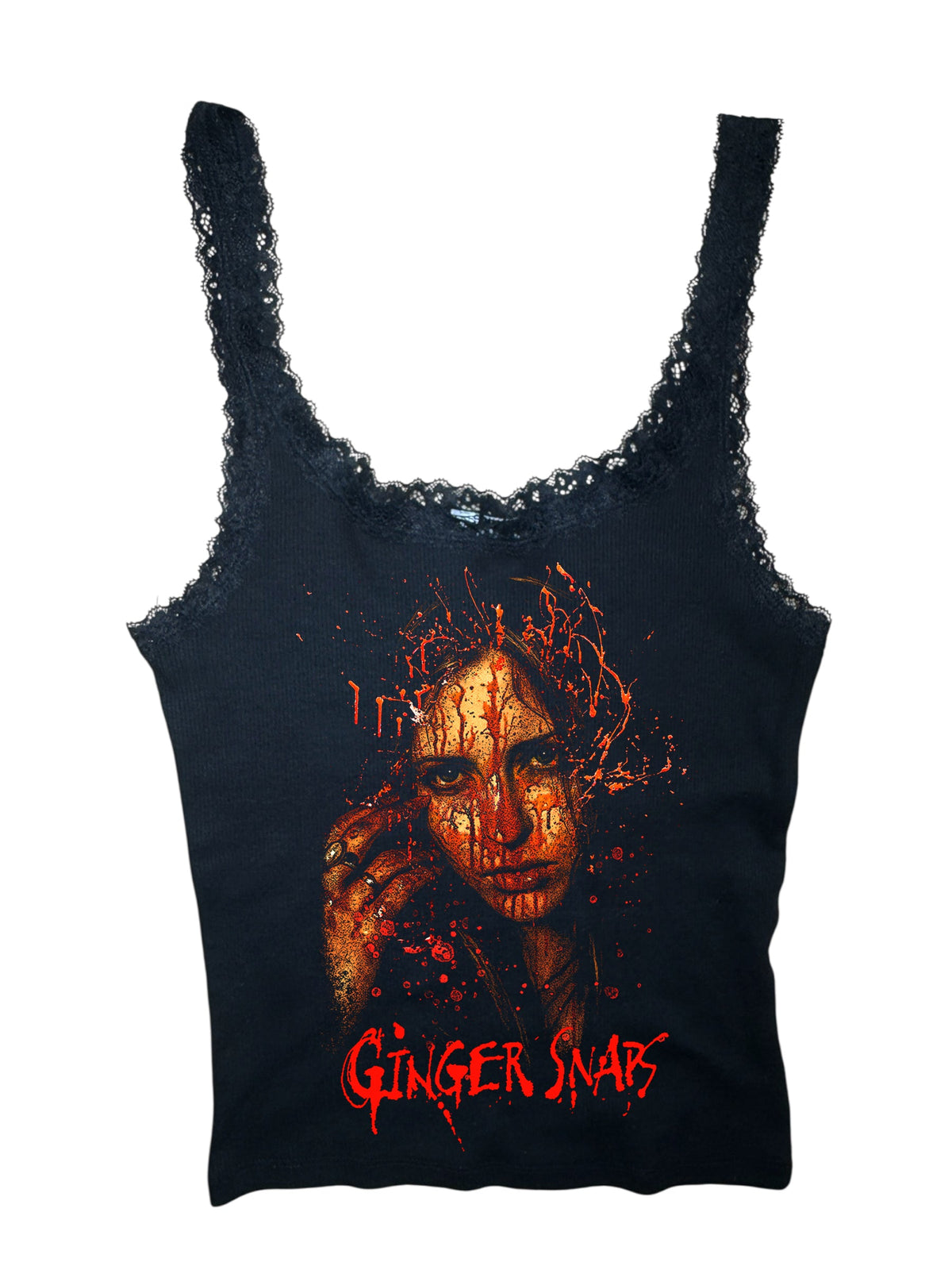 Ginger Snaps Blood Splatter Ribbed Lace Tank