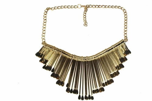 Silver Fringe Oar Statement Necklace Boho Adjustable Choker