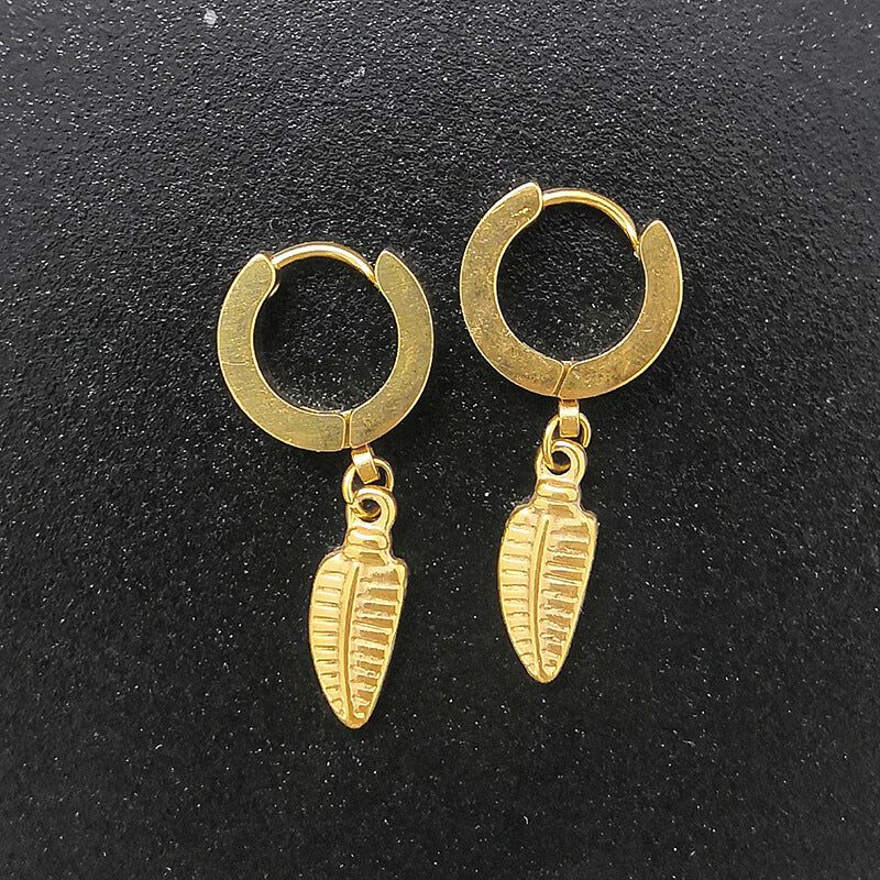 Gold Cross Stainless Steel Hoop Earrings