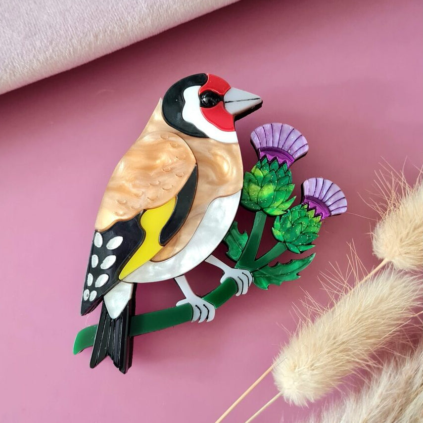 Goldfinch Brooch or Necklace by Cherryloco