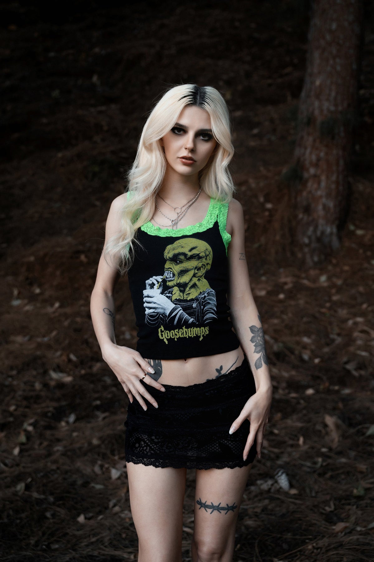 The Haunted Mask Lace Ribbed Tank