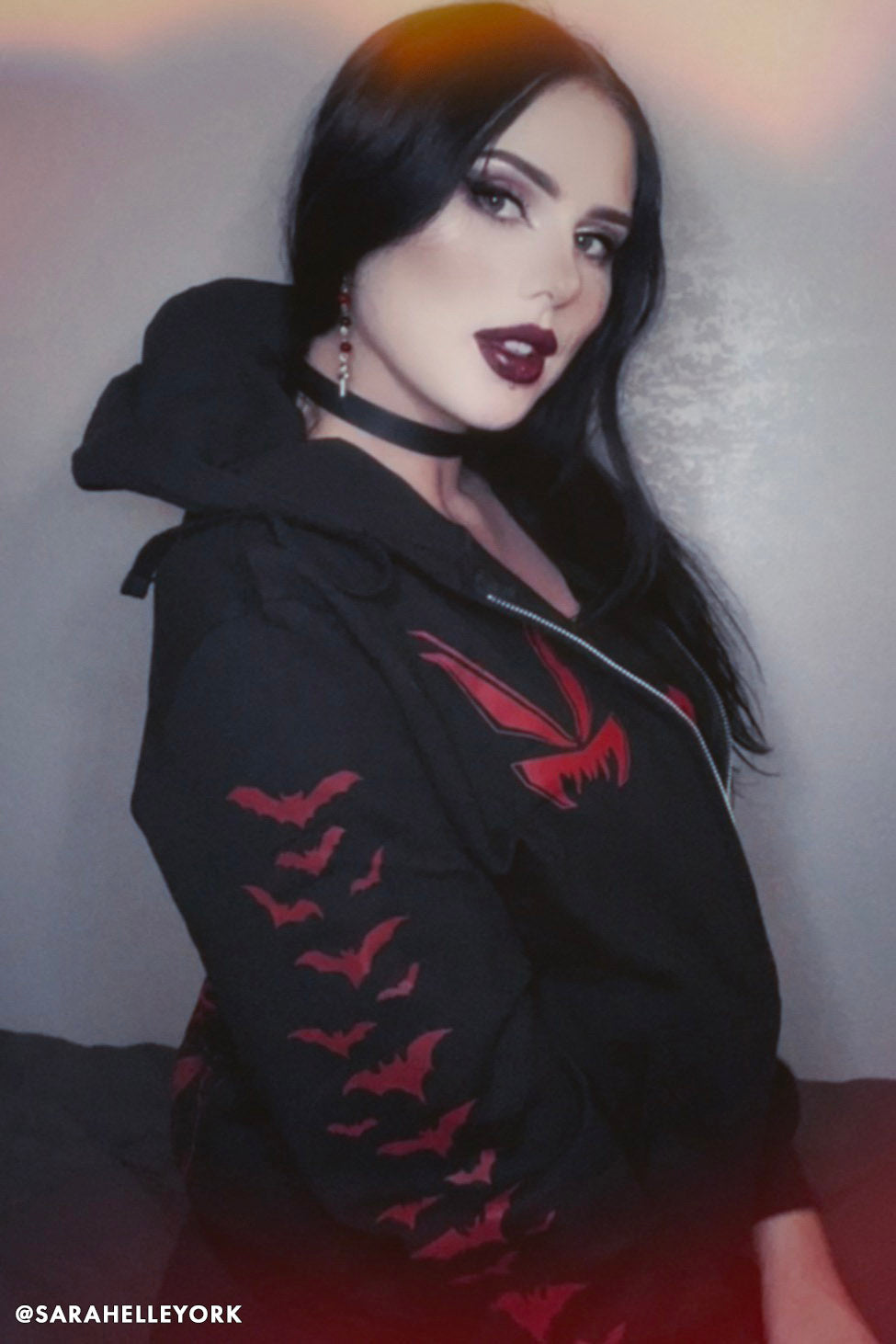 Nosferatu Hoodie w/ Red Bat Sleeves