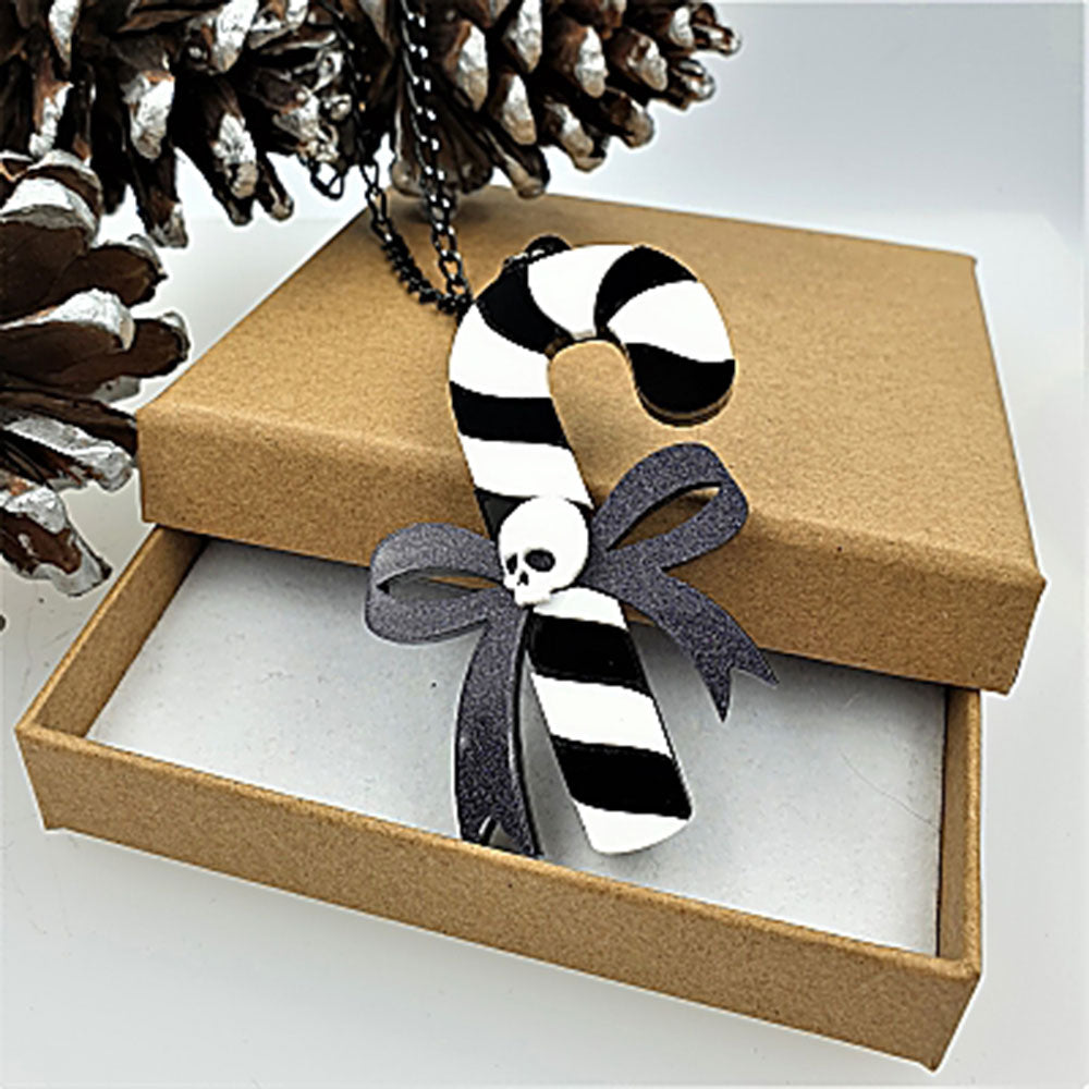 Gothic Candy Cane Brooch by Cherryloco