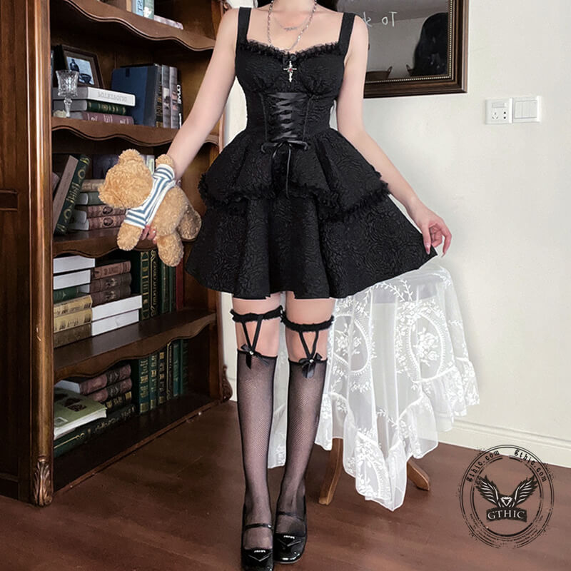 Gothic Double-Layered Polyester Party Dress