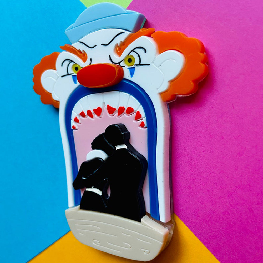Creepy Funfair Collection - Scary Clown Tunnel Acrylic Brooch by Makokot Design