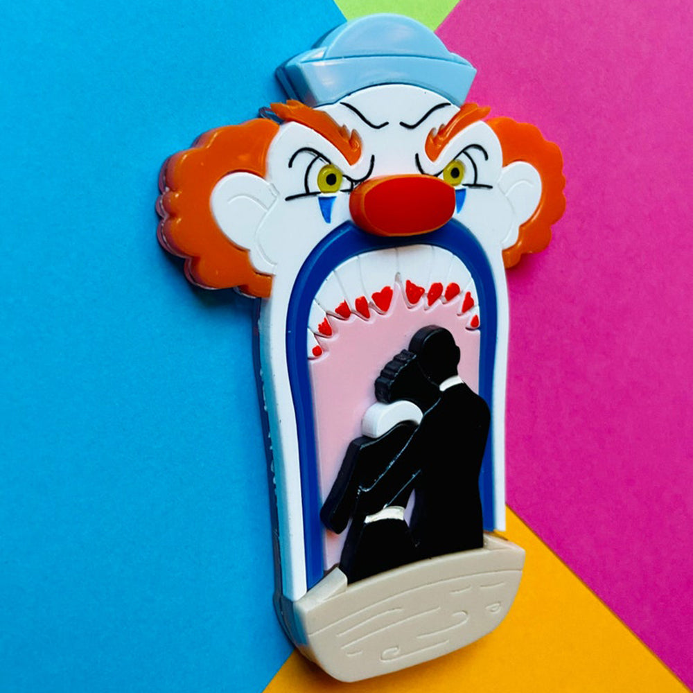 Creepy Funfair Collection - Scary Clown Tunnel Acrylic Brooch by Makokot Design