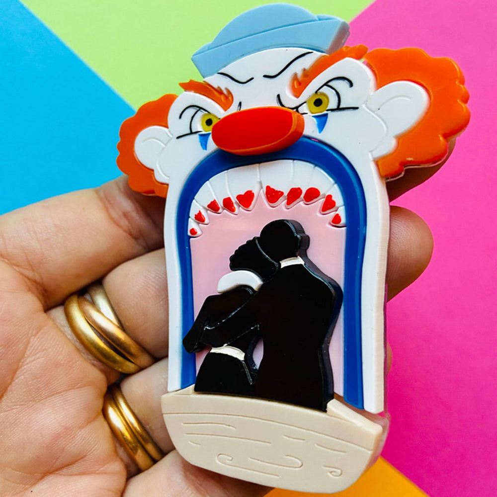 Creepy Funfair Collection - Scary Clown Tunnel Acrylic Brooch by Makokot Design