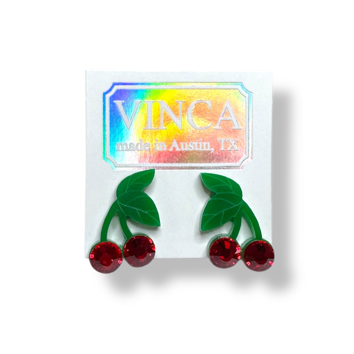 LAST CHANCE! Cherry Stud Earrings with Crystal Berries