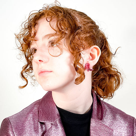 Space Cowboy Boot Stud Earrings - Mirror Pink