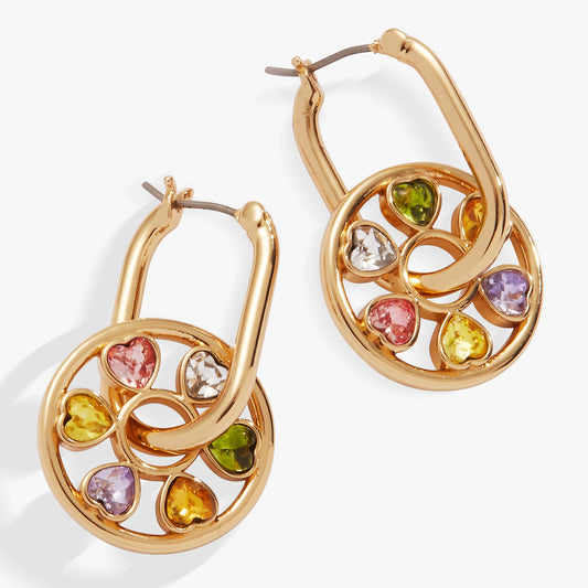 Heart Crystal Wheel Hoop Earrings