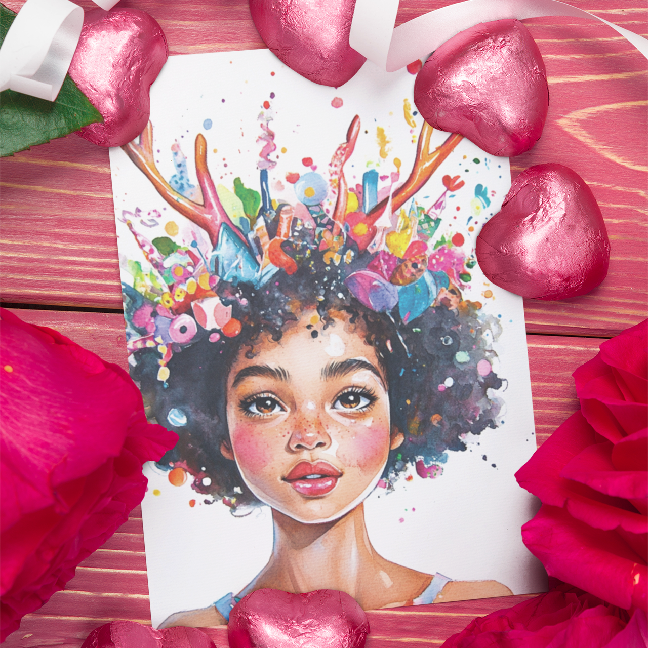 "Miss You Dearly" | Vibrant Afro-Fantasy Postcard