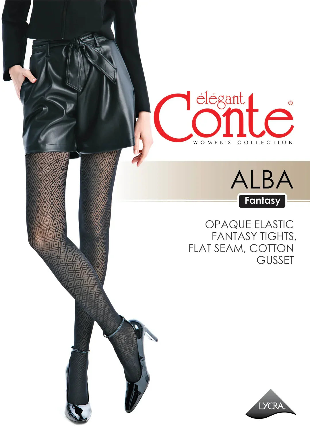 Fantasy Tights Conte Alba - Geometric Diamond Pattern