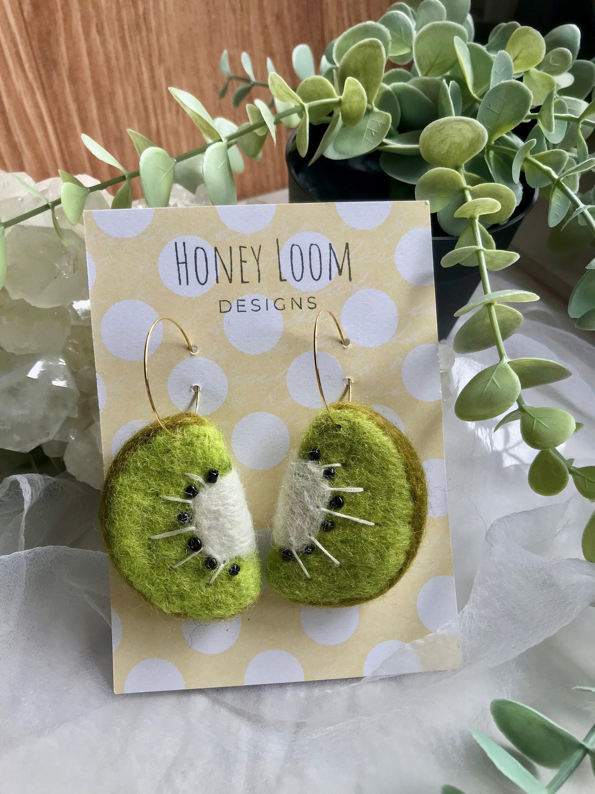 Kiwi Felt Earrings