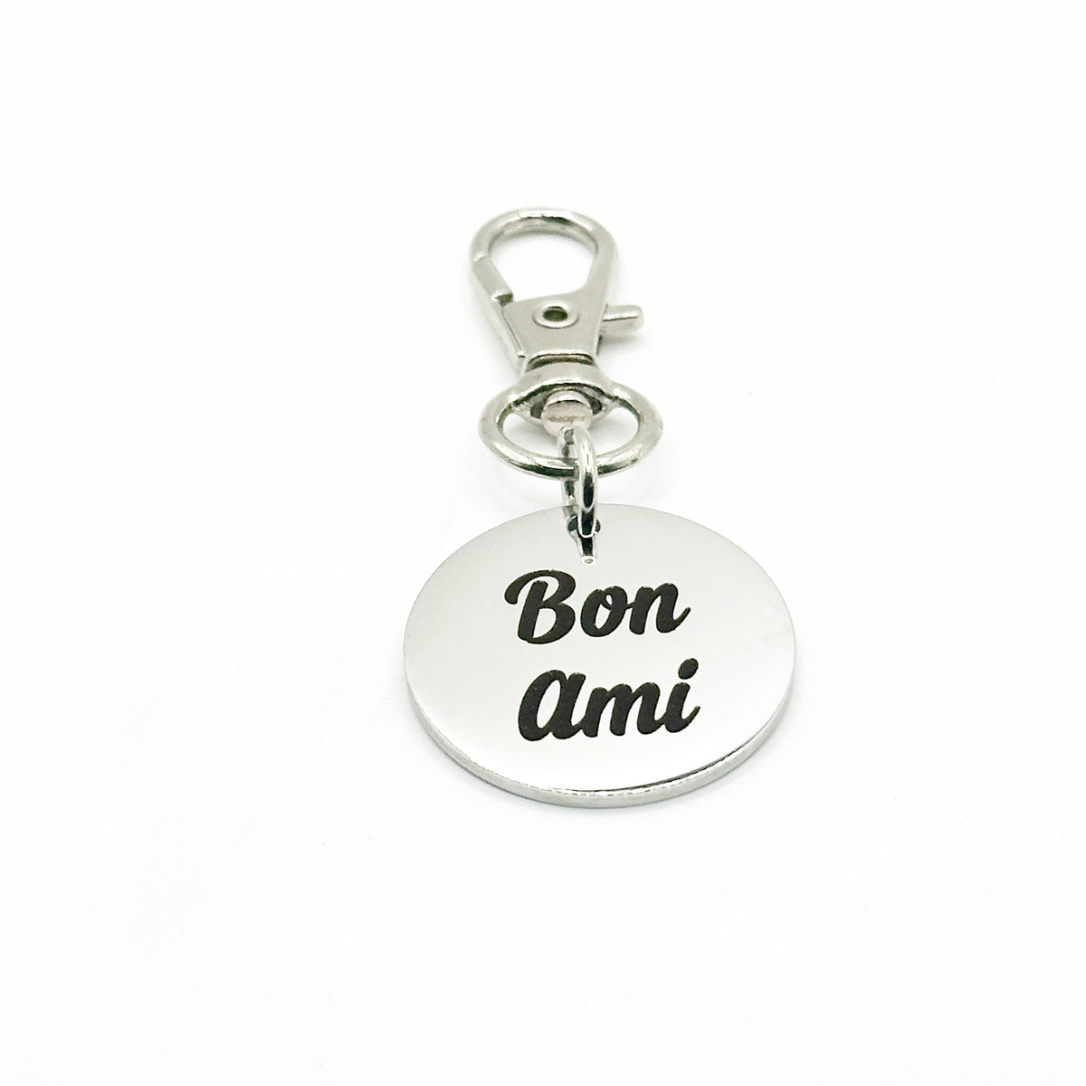 Bon Ami French Friendship Clip On Charm Stainless Steel Engraved Charm Gift For Best Friend Purse Zipper Planner Keyring Accessory