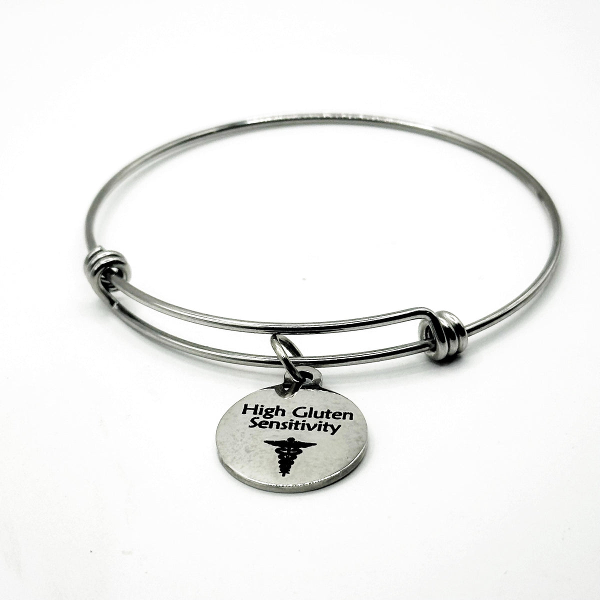 High Gluten Sensitivity Medical Condition Charm Bracelet Stainless Steel Expanding Bangle Food Sensitivity Awareness Jewelry